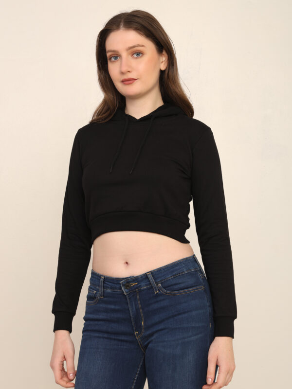 176652418726571Q1A3428.jpg Absqura Solid Women Black Crop Hoodies