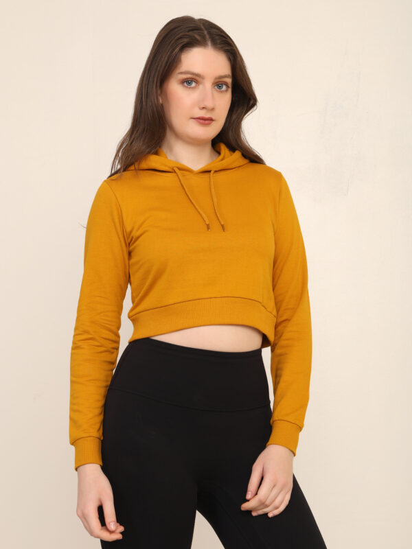 176660956273851Q1A3314.jpg Absqura Solid Women Mustard Yellow Crop Hoodies