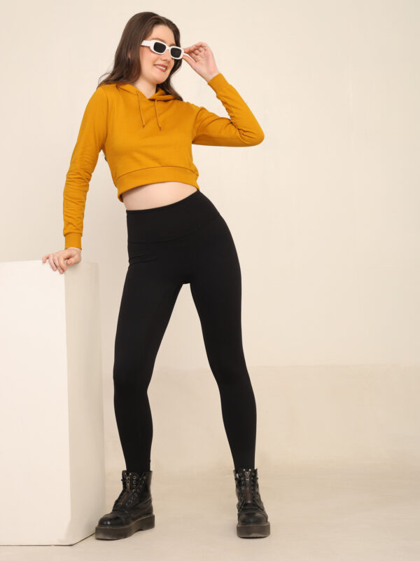 176660956290761Q1A3318.jpg Absqura Solid Women Mustard Yellow Crop Hoodies