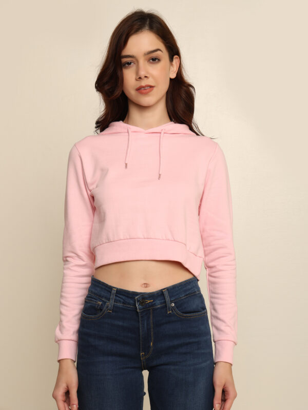 176660994675641Q1A8507.jpg Absqura Solid Women Light Baby Pink Crop Hoodies