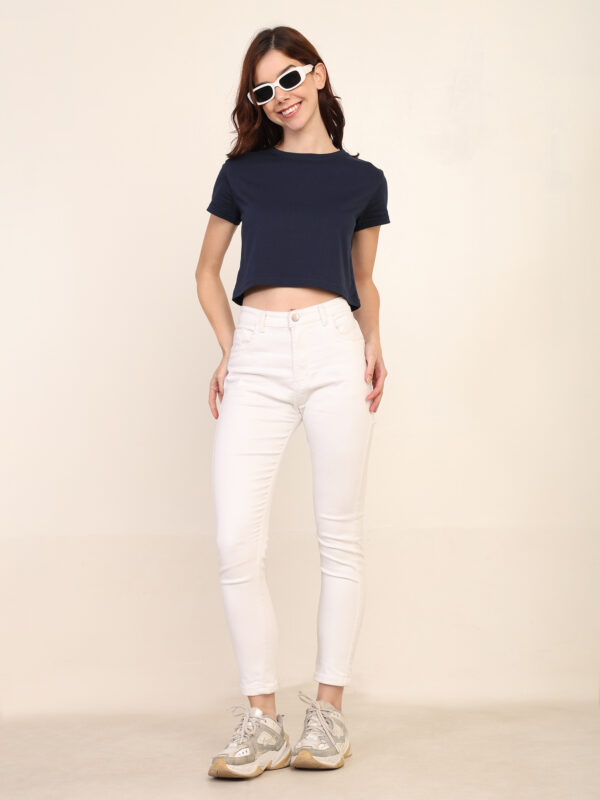 176661073080491Q1A8415-copy.jpg Absqura Solid Women Navy Blue Crop Top