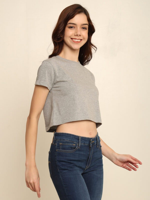 176661131434041Q1A8701.jpg Absqura Solid Women Grey Melange Crop Top