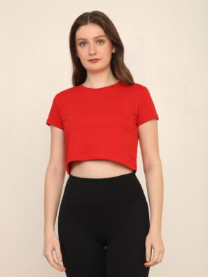 176661181740011Q1A3304.jpg Absqura Solid Women Red Crop Top