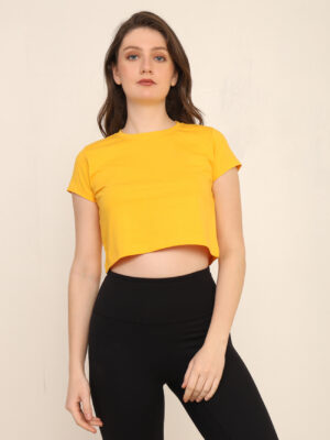 176661204712721Q1A3260.jpg Absqura Solid Women Golden Yellow Crop Top