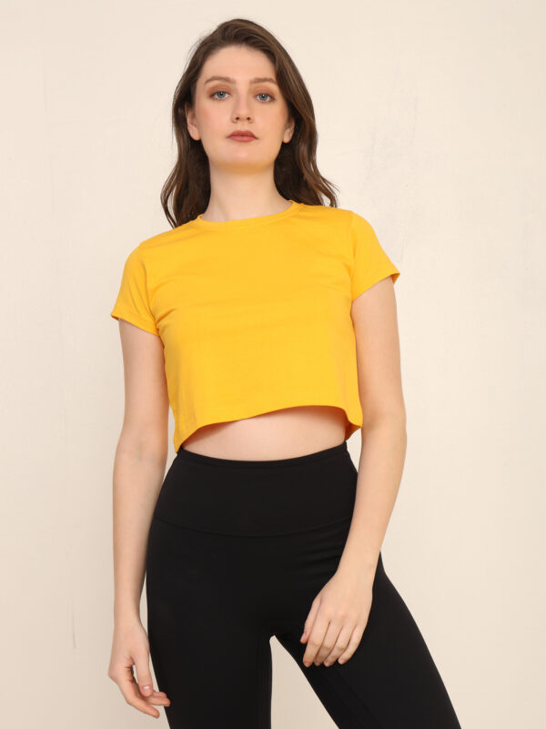 176661204712721Q1A3260.jpg Absqura Solid Women Golden Yellow Crop Top