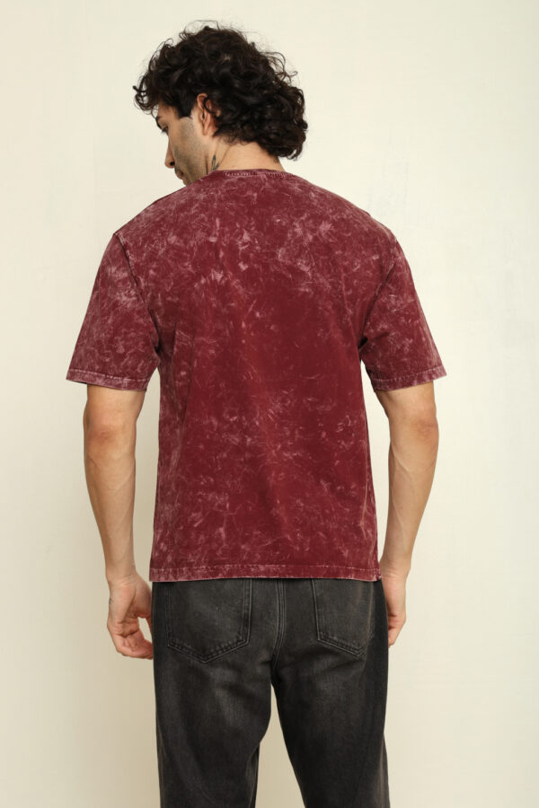 176661431952292301724.jpg Absqura Men Acid Wash Solid Oversized Maroon T-Shirt