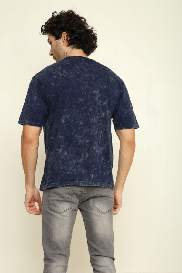 176661449026762302147.jpg Absqura Men Acid Wash Solid Oversized Navy Blue T-Shirt
