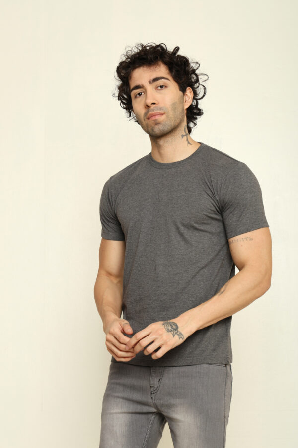 Absqura Solid Men Steel Grey T-Shirt