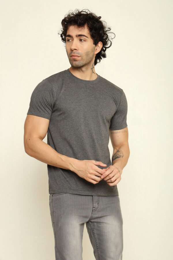 Absqura Solid Men Steel Grey T-Shirt