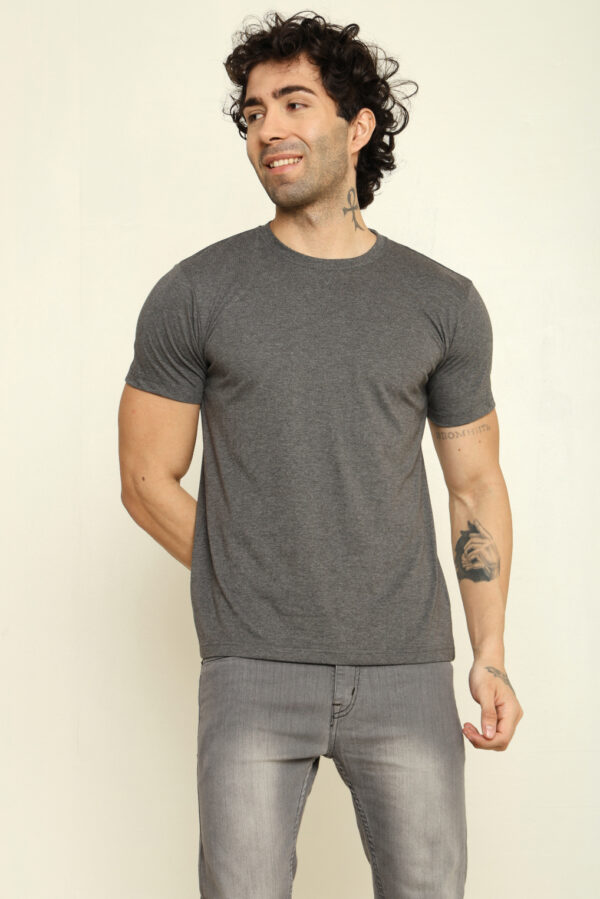 Absqura Solid Men Steel Grey T-Shirt