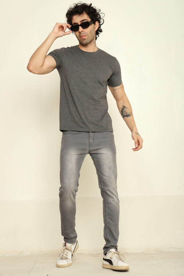 Absqura Solid Men Steel Grey T-Shirt