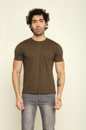 176665556036082302107.jpg Absqura Solid Men Olive Green T-Shirt