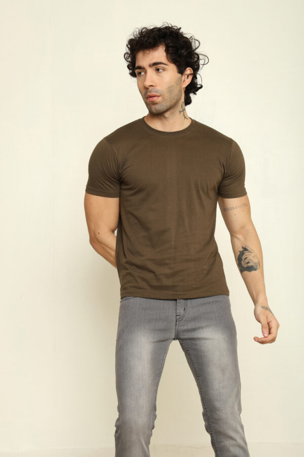 176665557918682302102.jpg Absqura Solid Men Olive Green T-Shirt