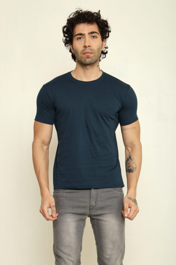 176665571261602301970.jpg Absqura Solid Men Petrol Blue T-Shirt