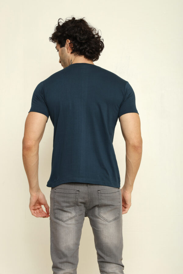 176665571444902301971.jpg Absqura Solid Men Petrol Blue T-Shirt