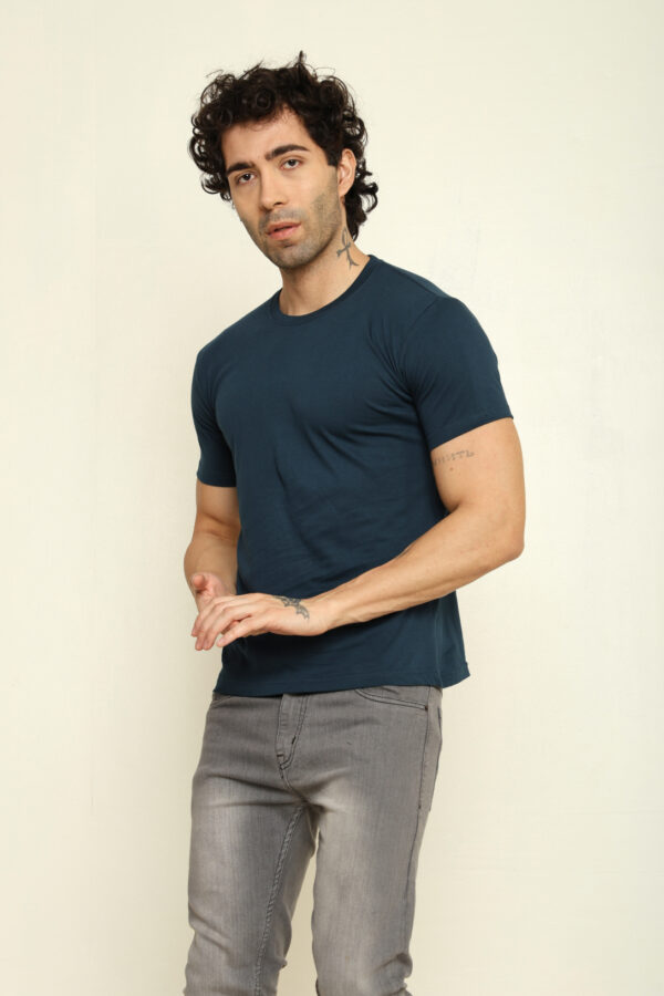 176665571985002301967.jpg Absqura Solid Men Petrol Blue T-Shirt