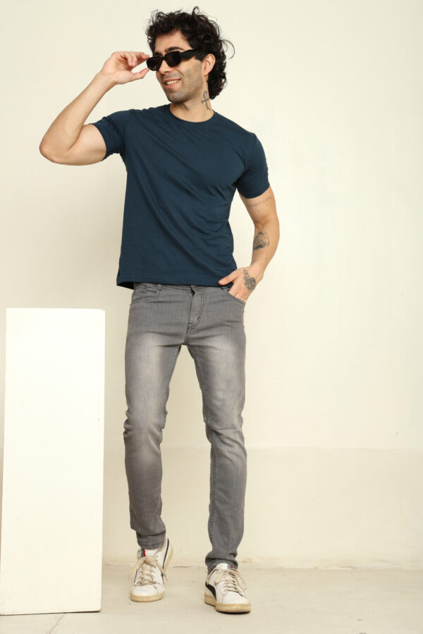 176665572648232301974.jpg Absqura Solid Men Petrol Blue T-Shirt