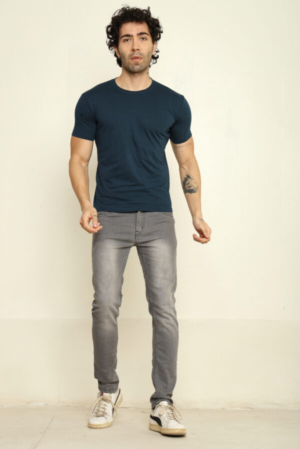 176665572658842301963.jpg Absqura Solid Men Petrol Blue T-Shirt