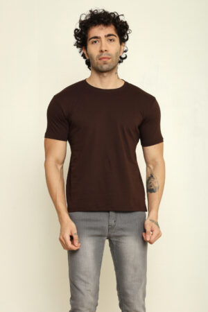 176665586772452301957.jpg Absqura Solid Men Coffe Brown T-Shirt