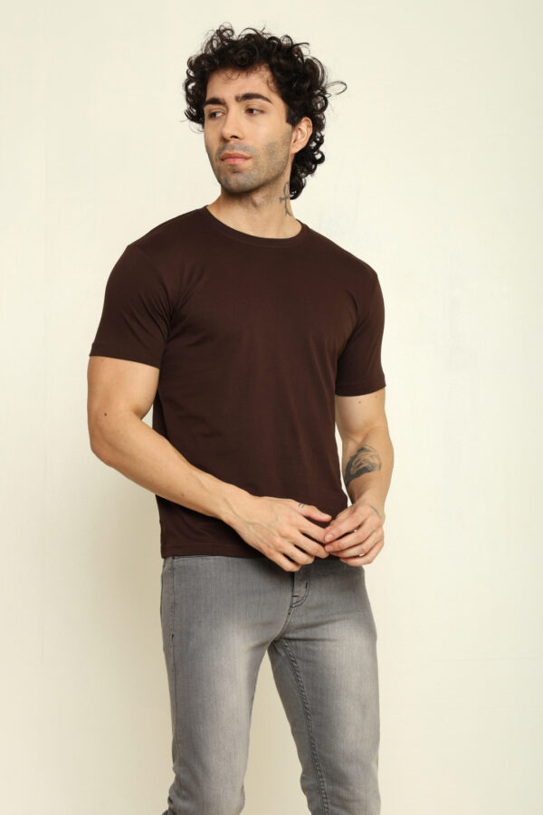 176665587462002301956.jpg Absqura Solid Men Coffe Brown T-Shirt