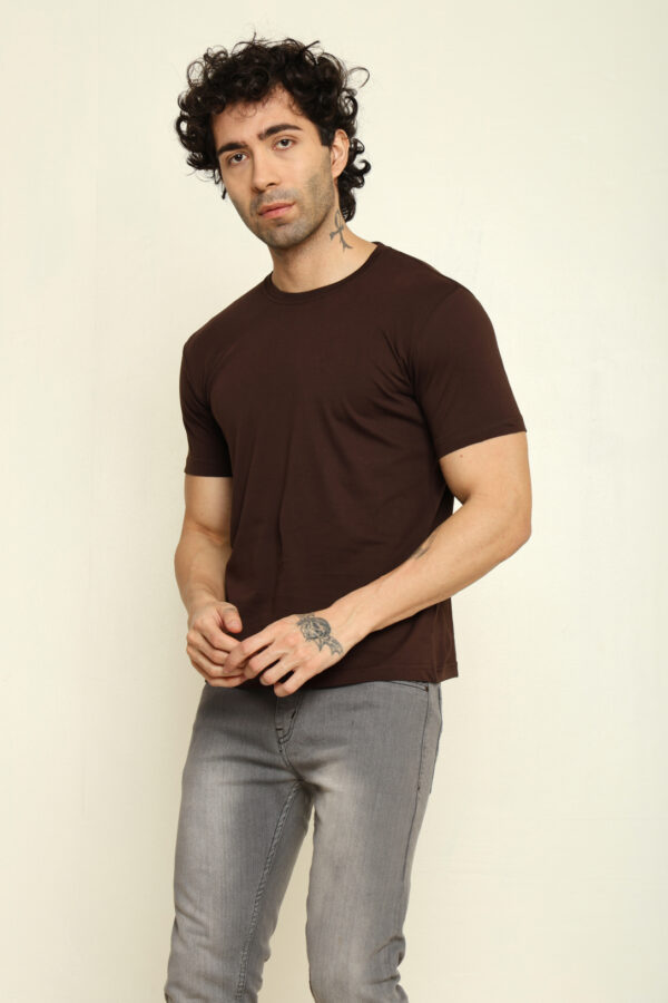 176665587859112301954.jpg Absqura Solid Men Coffe Brown T-Shirt
