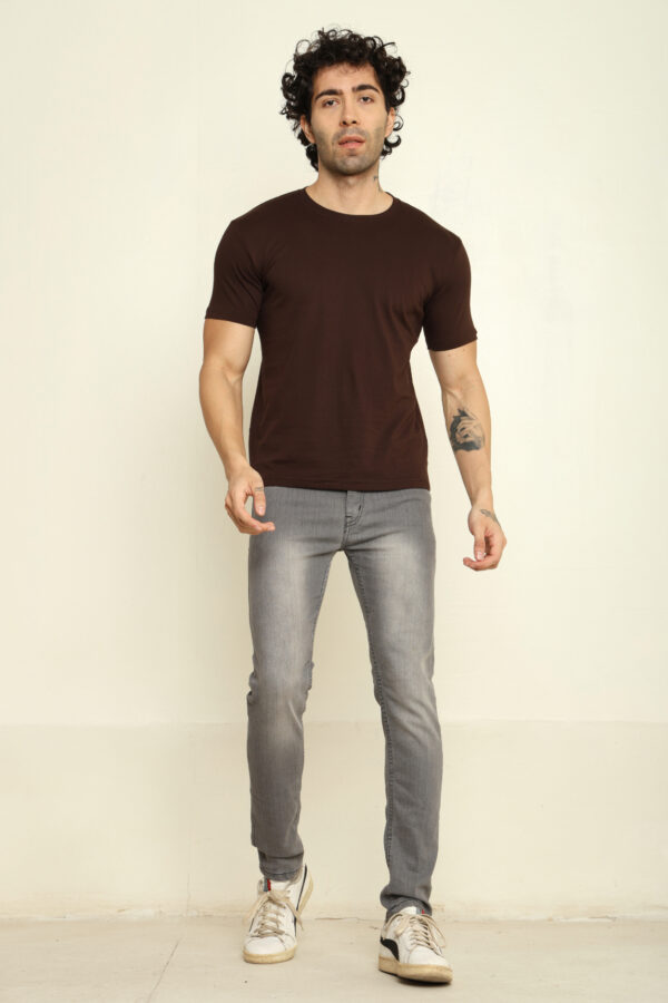 176665588442382301950.jpg Absqura Solid Men Coffe Brown T-Shirt
