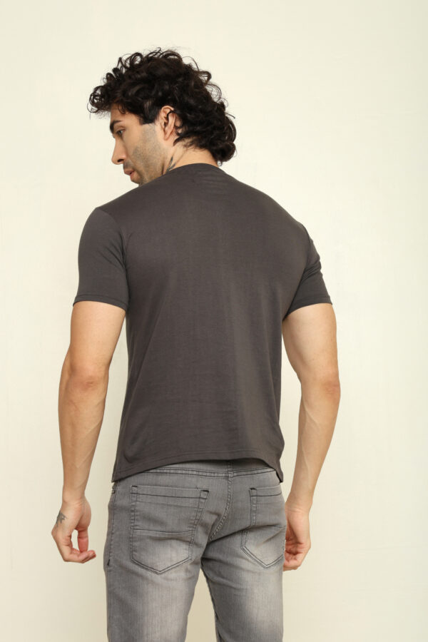 176665604178082302161.jpg Absqura Solid Men Charcoal Melange T-Shirt