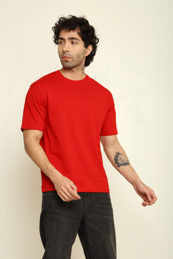 176666021562972301790.jpg Absqura Solid Oversized Red T-Shirt