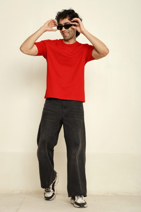 176666021918622301795.jpg Absqura Solid Oversized Red T-Shirt