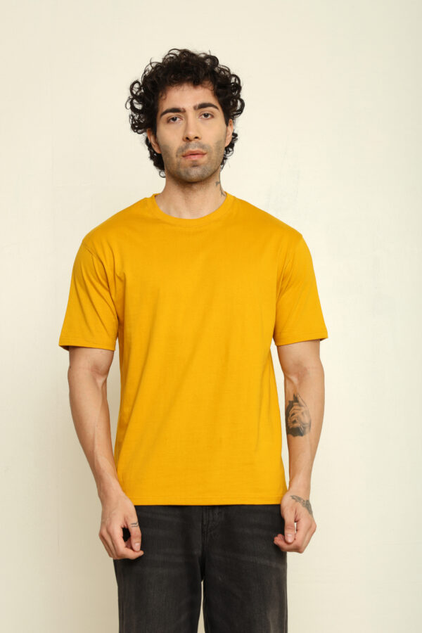 176666080310002301779.jpg Absqura Solid Oversized Mustard Yellow T-Shirt