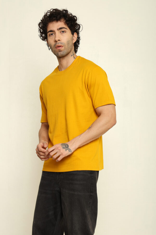 176666080997012301776.jpg Absqura Solid Oversized Mustard Yellow T-Shirt