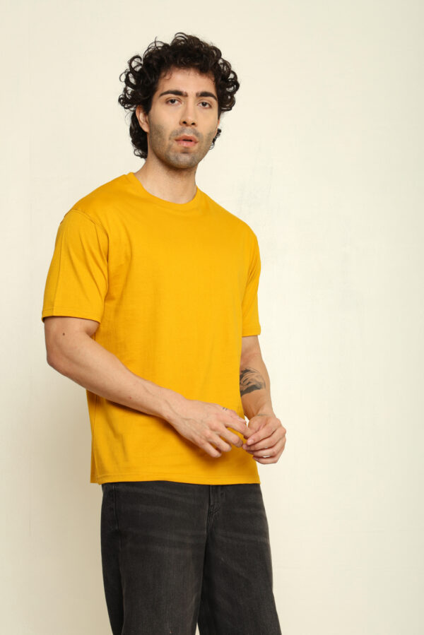 176666081244122301778.jpg Absqura Solid Oversized Mustard Yellow T-Shirt