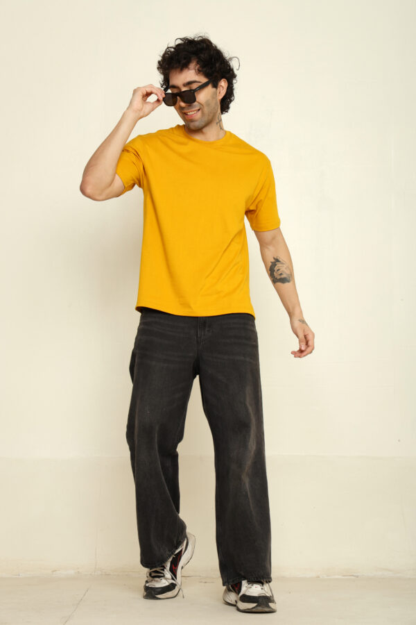 176666081954502301782.jpg Absqura Solid Oversized Mustard Yellow T-Shirt