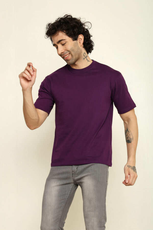 176666085084842301980.jpg Absqura Solid Oversized Purple T-Shirt