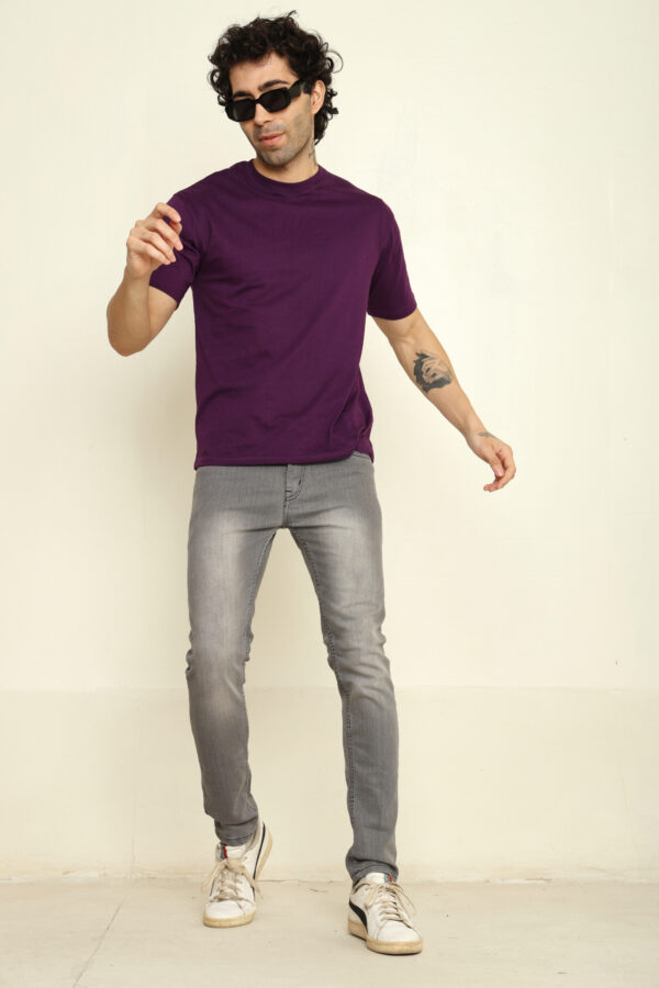 176666085629422301987.jpg Absqura Solid Oversized Purple T-Shirt