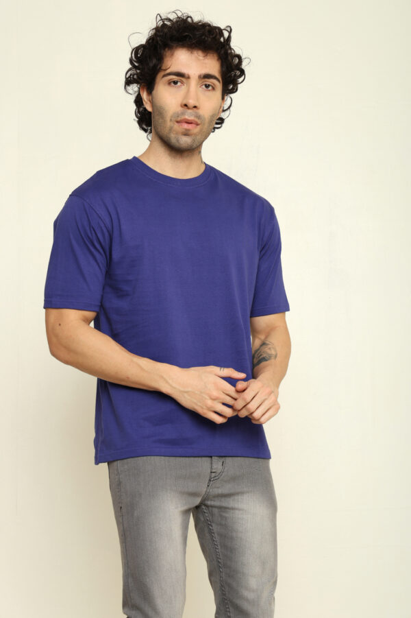 176666088381072302008.jpg Absqura Solid Oversized Royal Blue T-Shirt