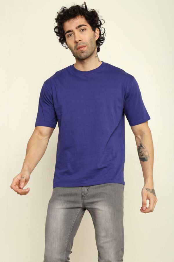 176666089291122302005.jpg Absqura Solid Oversized Royal Blue T-Shirt