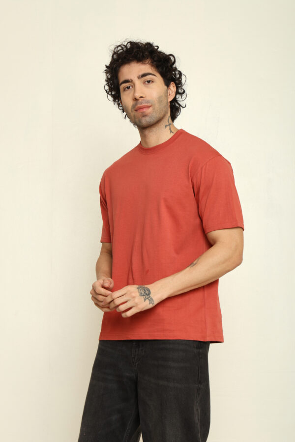 176666104638572301693.jpg Absqura Solid Oversized Coral T-Shirt