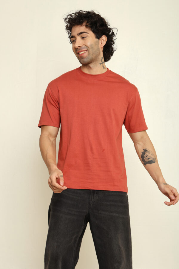 176666105036812301692.jpg Absqura Solid Oversized Coral T-Shirt