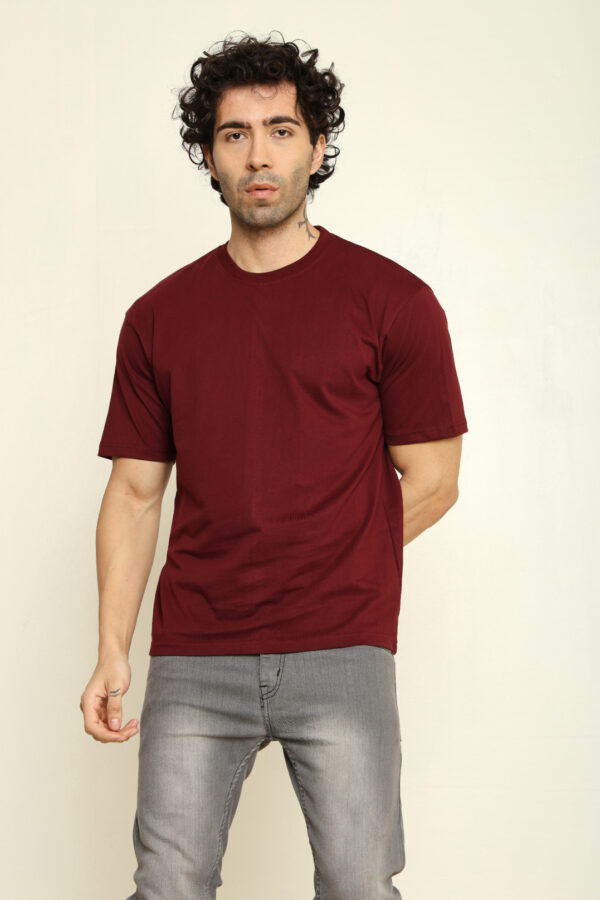 176666123534892302088.jpg Absqura Solid Oversized Maroon T-Shirt