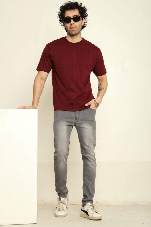 176666124157652302097.jpg Absqura Solid Oversized Maroon T-Shirt
