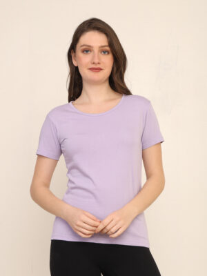 176666325235961Q1A3269.jpg Absqura Solid Women Lavender T-Shirt
