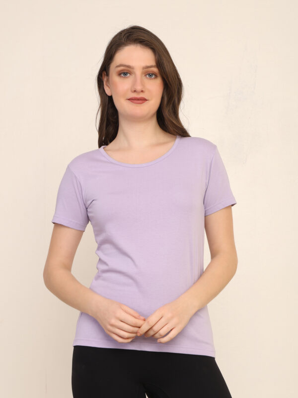 176666325235961Q1A3269.jpg Absqura Solid Women Lavender T-Shirt