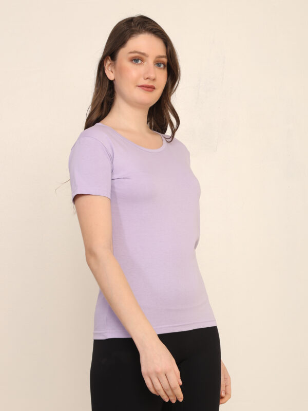 176666325610131Q1A3274.jpg Absqura Solid Women Lavender T-Shirt