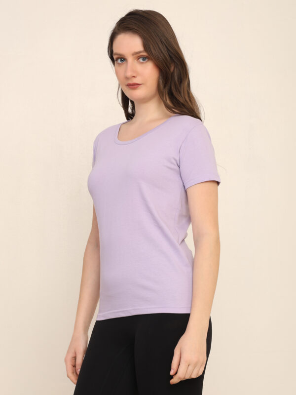 176666325859511Q1A3271.jpg Absqura Solid Women Lavender T-Shirt