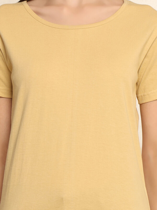 176666338422971Q1A8679_1.jpg Absqura Solid Women Beige T-Shirt