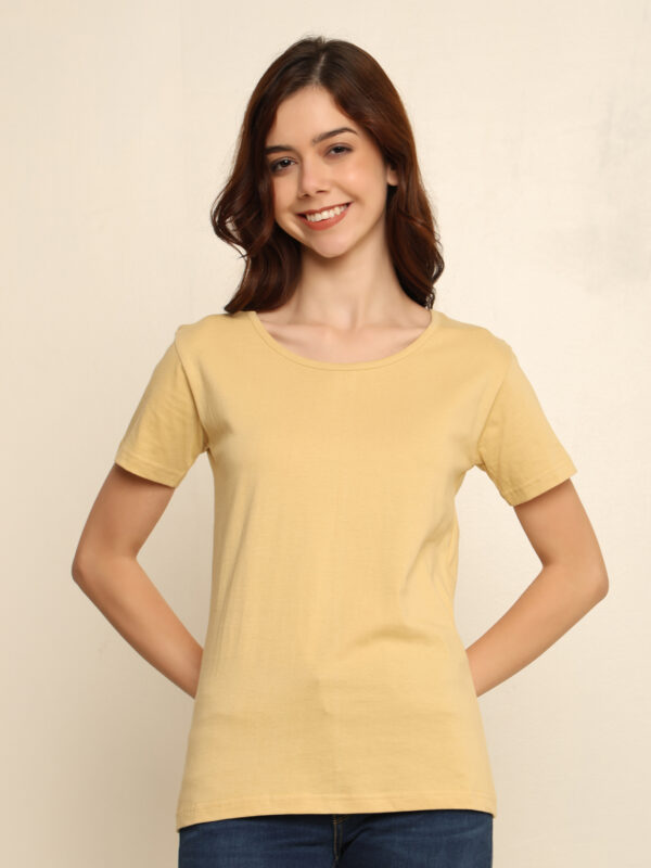 176666339932041Q1A8680.jpg Absqura Solid Women Beige T-Shirt