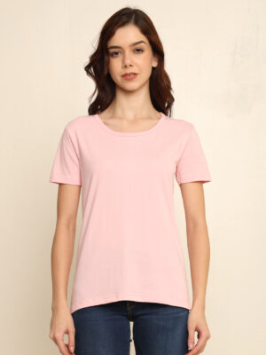 176666370559711Q1A8569.jpg Absqura Solid Women Light Baby Pink T-Shirt