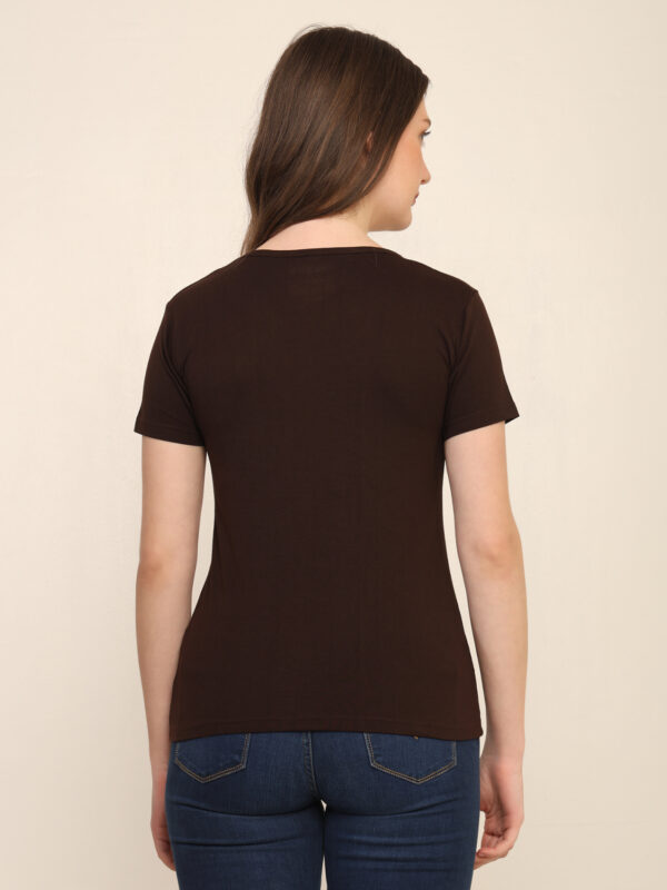 176666418029841Q1A3413.jpg Absqura Solid Women Coffe Brown T-Shirt