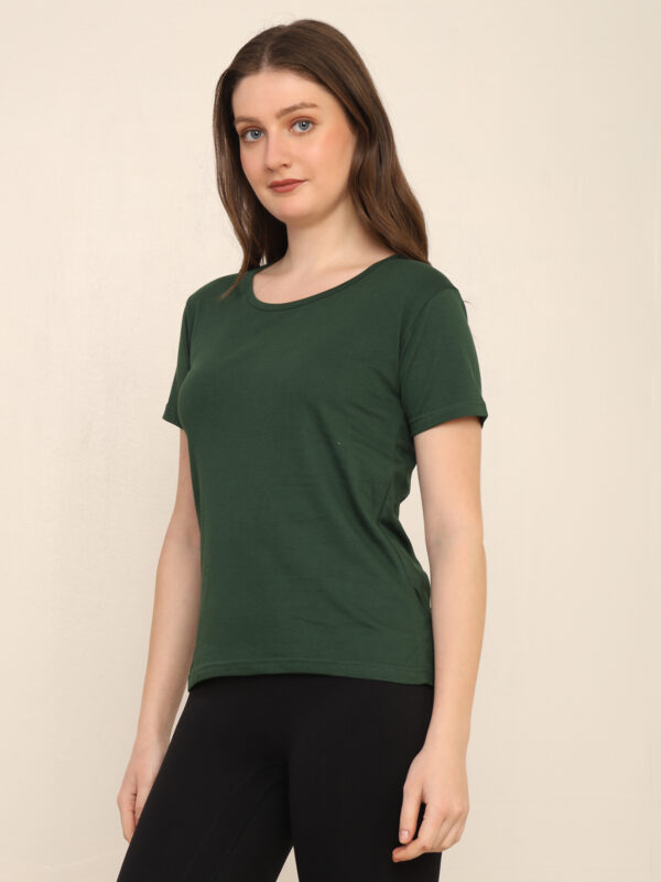 176666450178291Q1A3357.jpg Absqura Solid Women Bottle Green T-Shirt